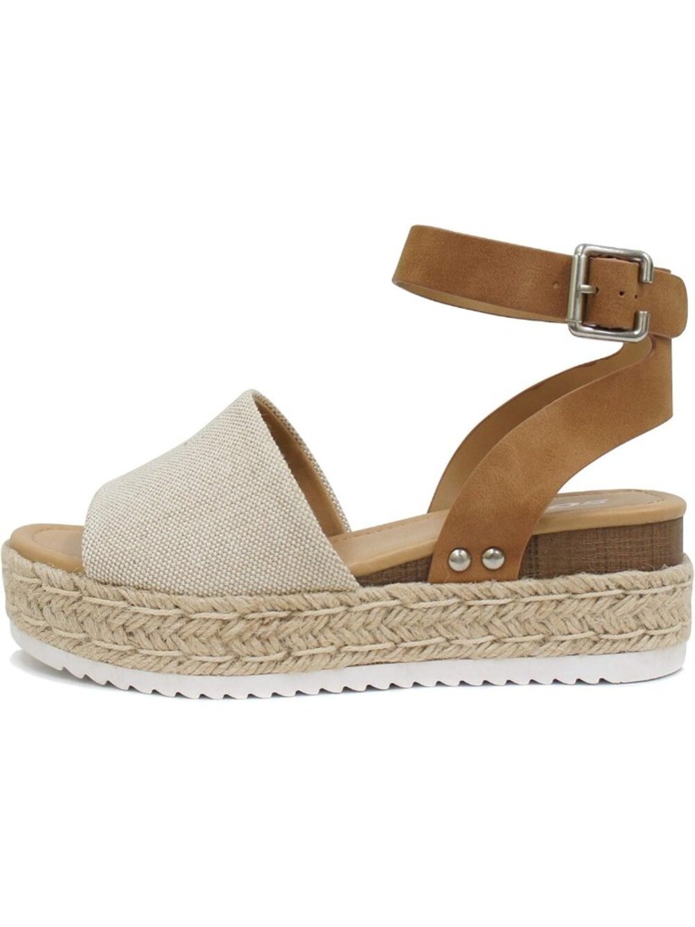 Open Toe Buckle Ankle Strap Espadrilles Wedge Sandals - Casual Flatform Shoes